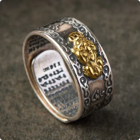 Buddha Stones Lucky FengShui PiXiu Wealth Ring