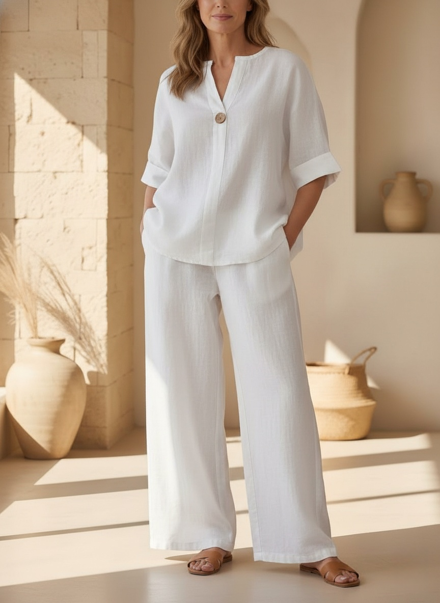 ⏰ LAST DAY SAVE 50% 💥Women's Warm Cotton Linen Wide-Leg Home Wear Set
