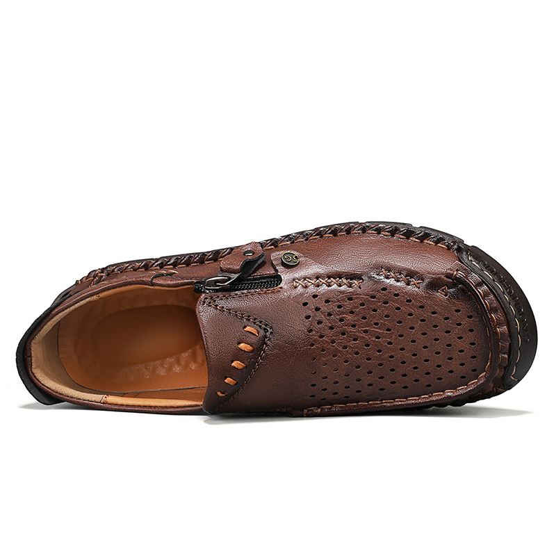 ⏰ Limited-Time 70% OFF –Men’s Breathable Leather Loafers with Easy Zip – Wide Toe, Arch Support, Waterproof, Pressure Relief, Non-Slip Comfort for Everyday & Travel