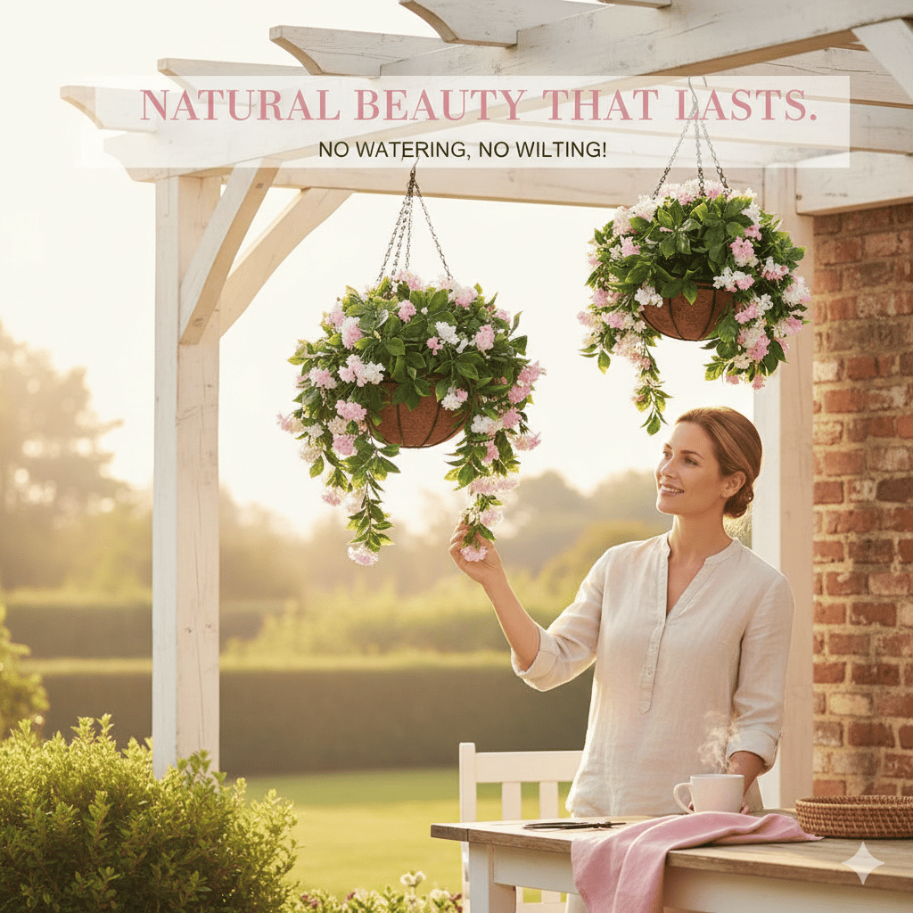✈️Limited-time offer🌺Faux Crepe Myrtle Hanging Baskets – Ultra-Realistic🌸✨
