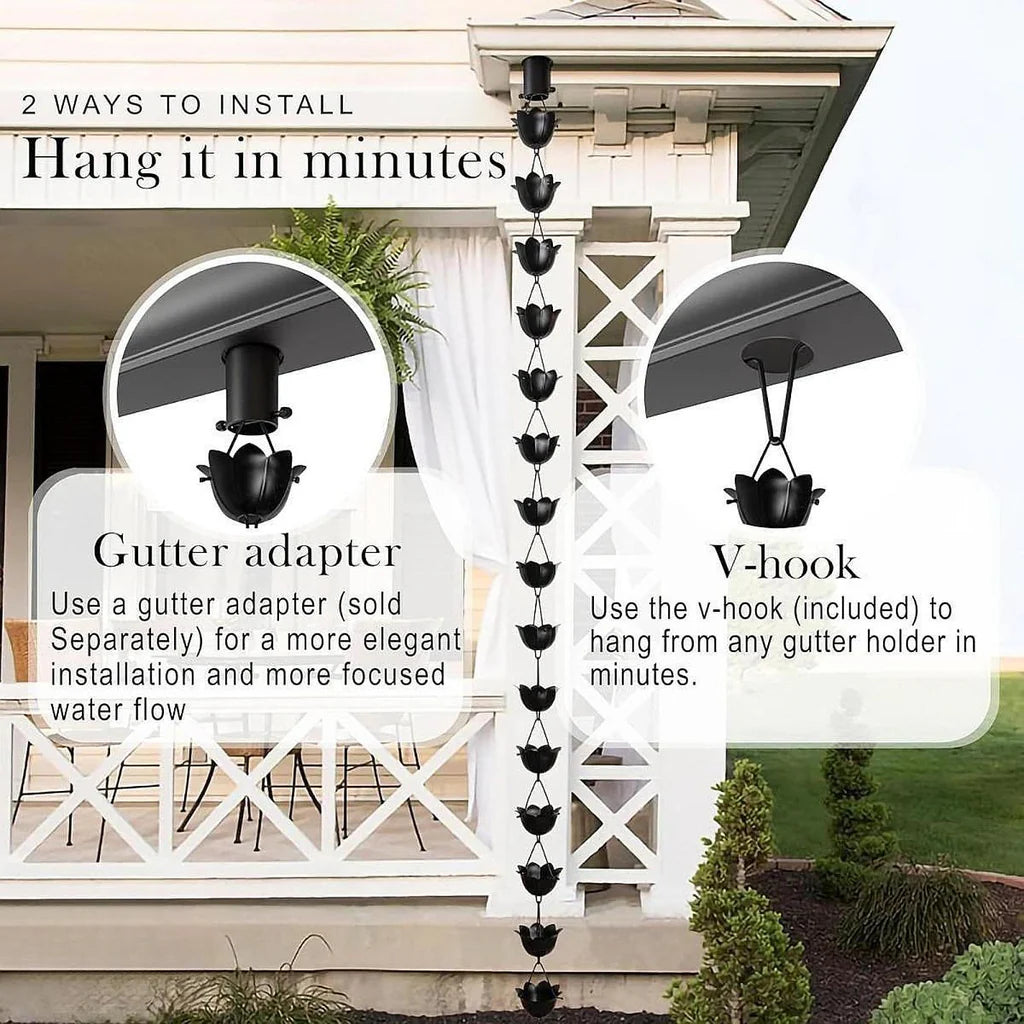 Limited-time offer🔥Monarch Rain Chains Aluminum "Lotus" Series Rain Chain (for Gutters)