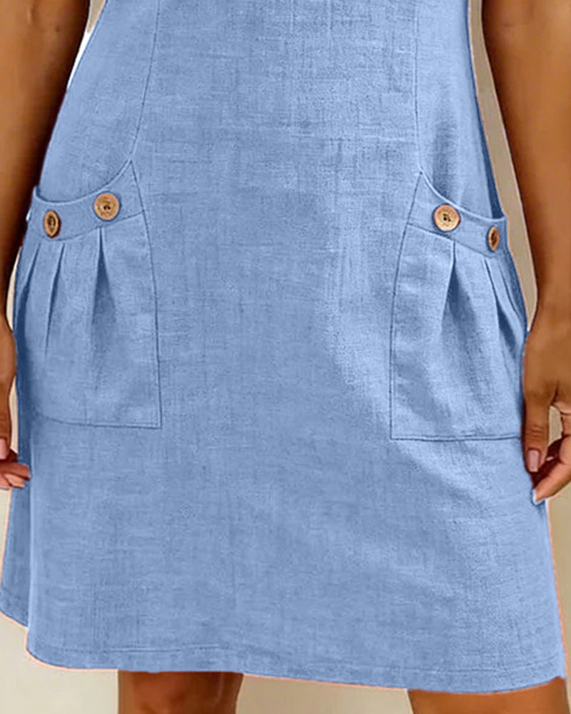 Remi | Women's Shift Dress Short Sleeve Zip Neck with Pockets