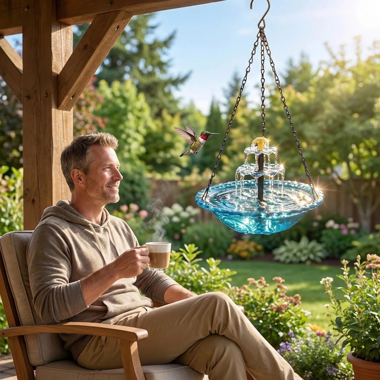 🔥Last 4 hours Hot Sale 50%-🐦Solar Cascade Hanging Bird Bath Fountain