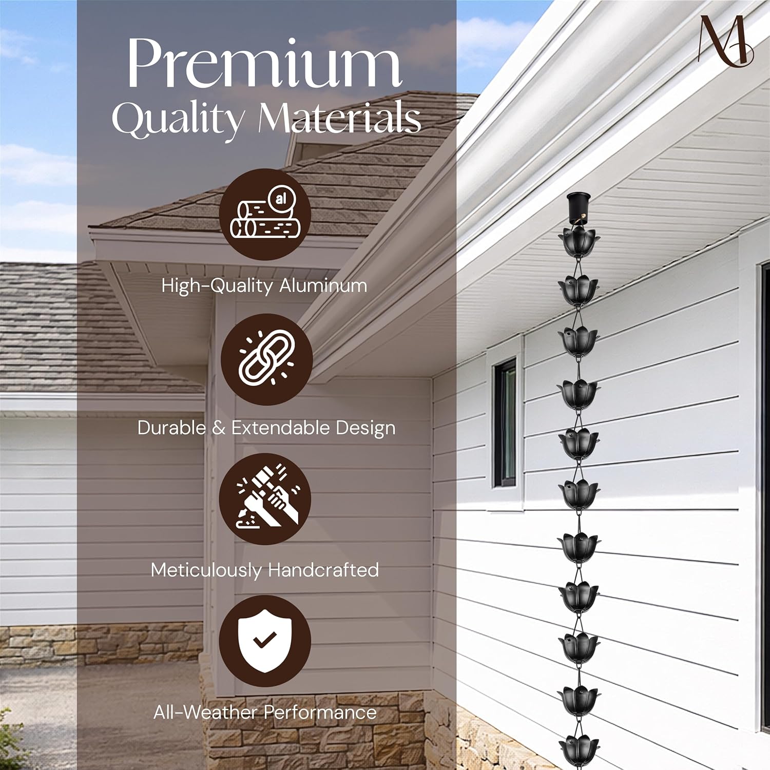 Limited-time offer🔥Monarch Rain Chains Aluminum "Lotus" Series Rain Chain (for Gutters)