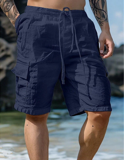 2026 new men's cotton and linen shorts
