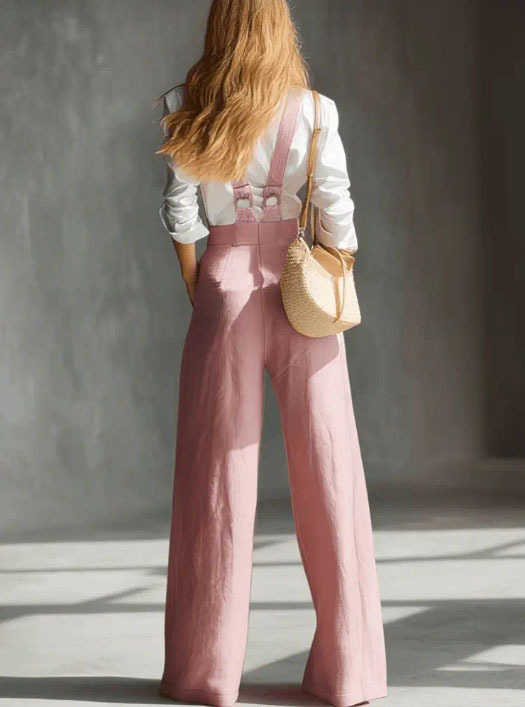 2026 New Style High-Waisted Pants, Elegant Retro Versatile Solid Color Wide-Leg Pants Overalls