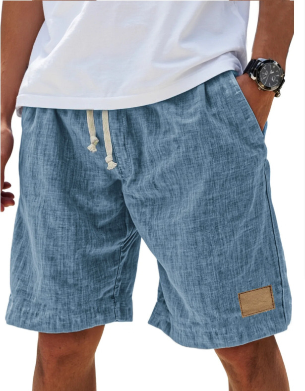 Men's Linen Comfort Embroidered Flat Seam Pockets Breathable Beach Everyday Shorts