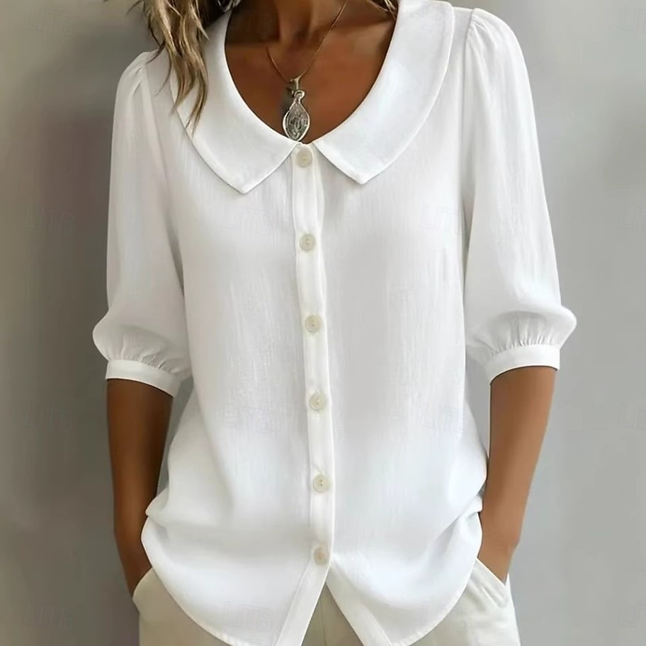 Women's Shirt Vintage Stylish V Neck Off Shoulder Long Tops Daily