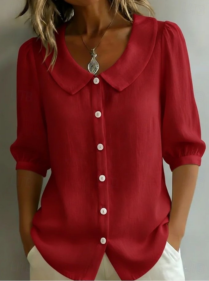 Women's Shirt Vintage Stylish V Neck Off Shoulder Long Tops Daily