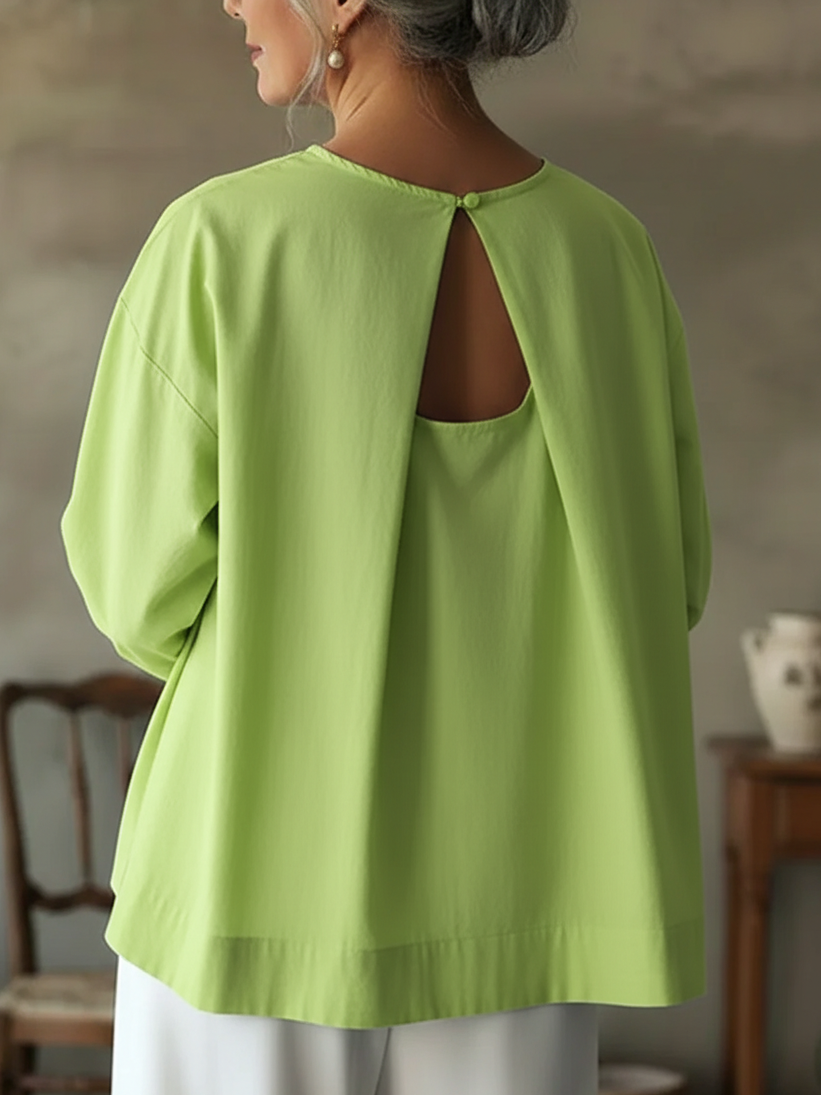 Elegant Backless Design 100% Cotton Shirt Top