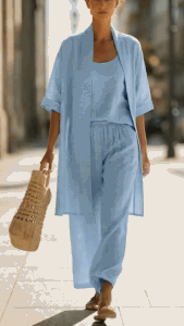 Embroidered V-Neck Linen Shirt