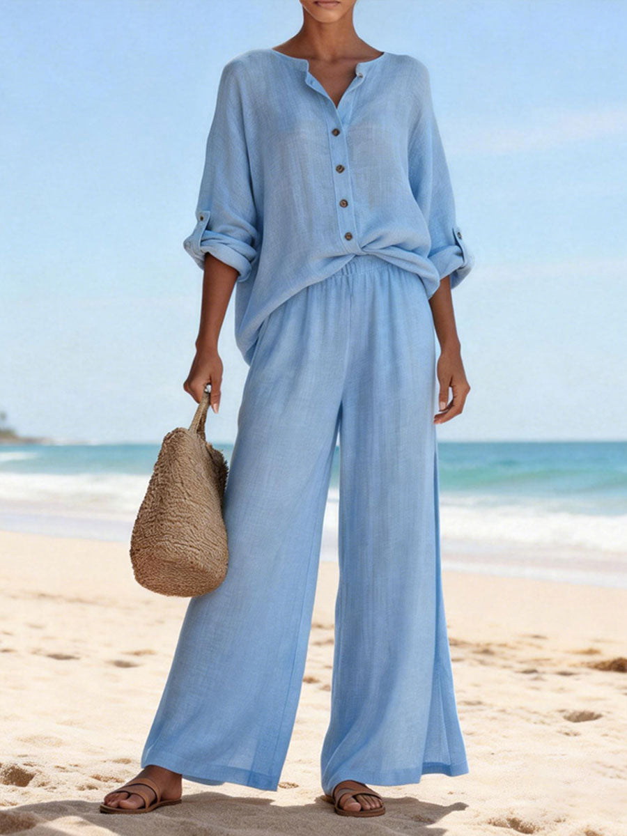 NEW🔥Women's Casual And Cozy Minimalist Linen Two-piece Set