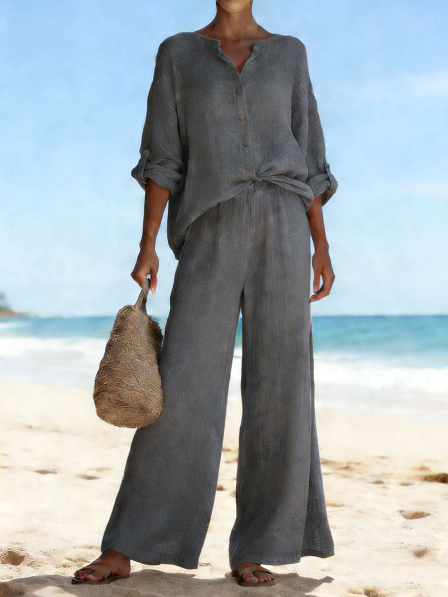 NEW🔥Women's Casual And Cozy Minimalist Linen Two-piece Set