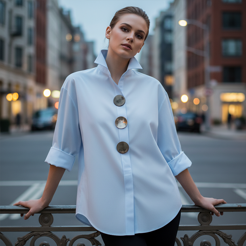 Women's Oversized Button-Down Shirt with Statement Buttons