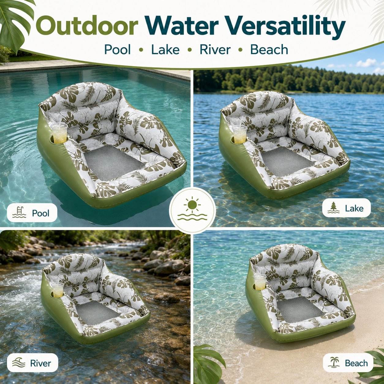3-in-1 Inflatable Pool Lounge Sofa