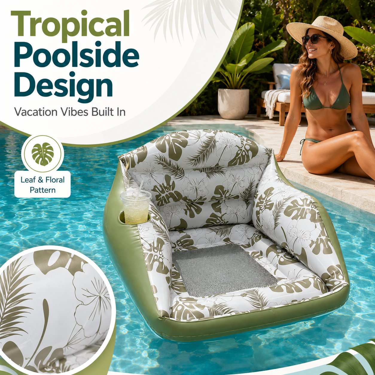 3-in-1 Inflatable Pool Lounge Sofa