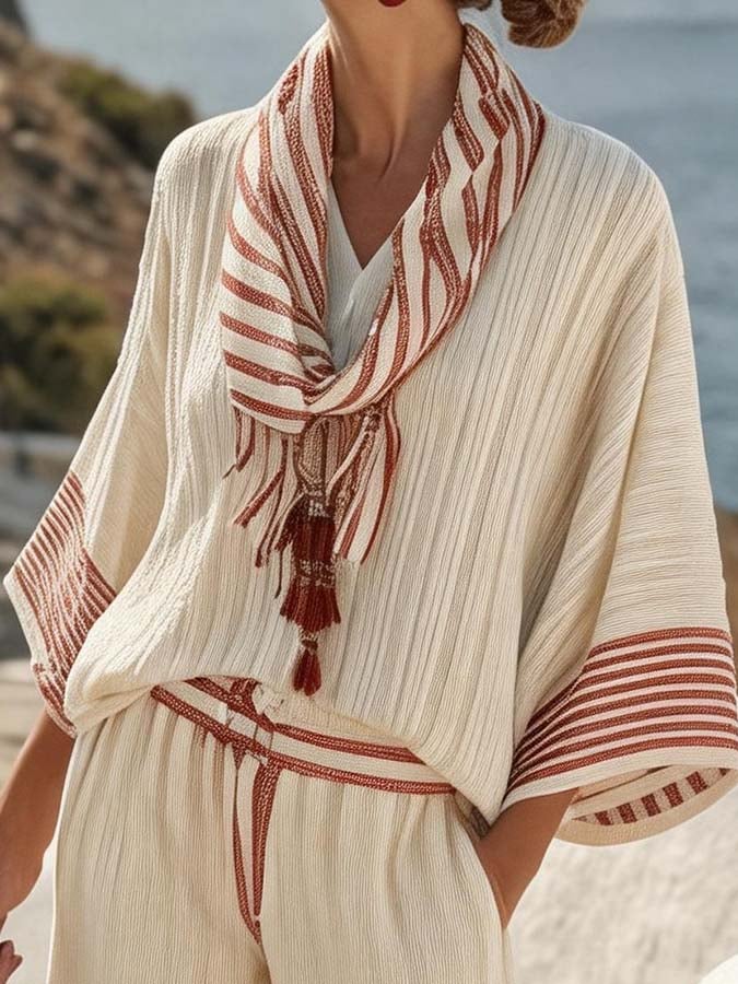 Women'S Casual Vacation Printed Loose Top, Shorts Set