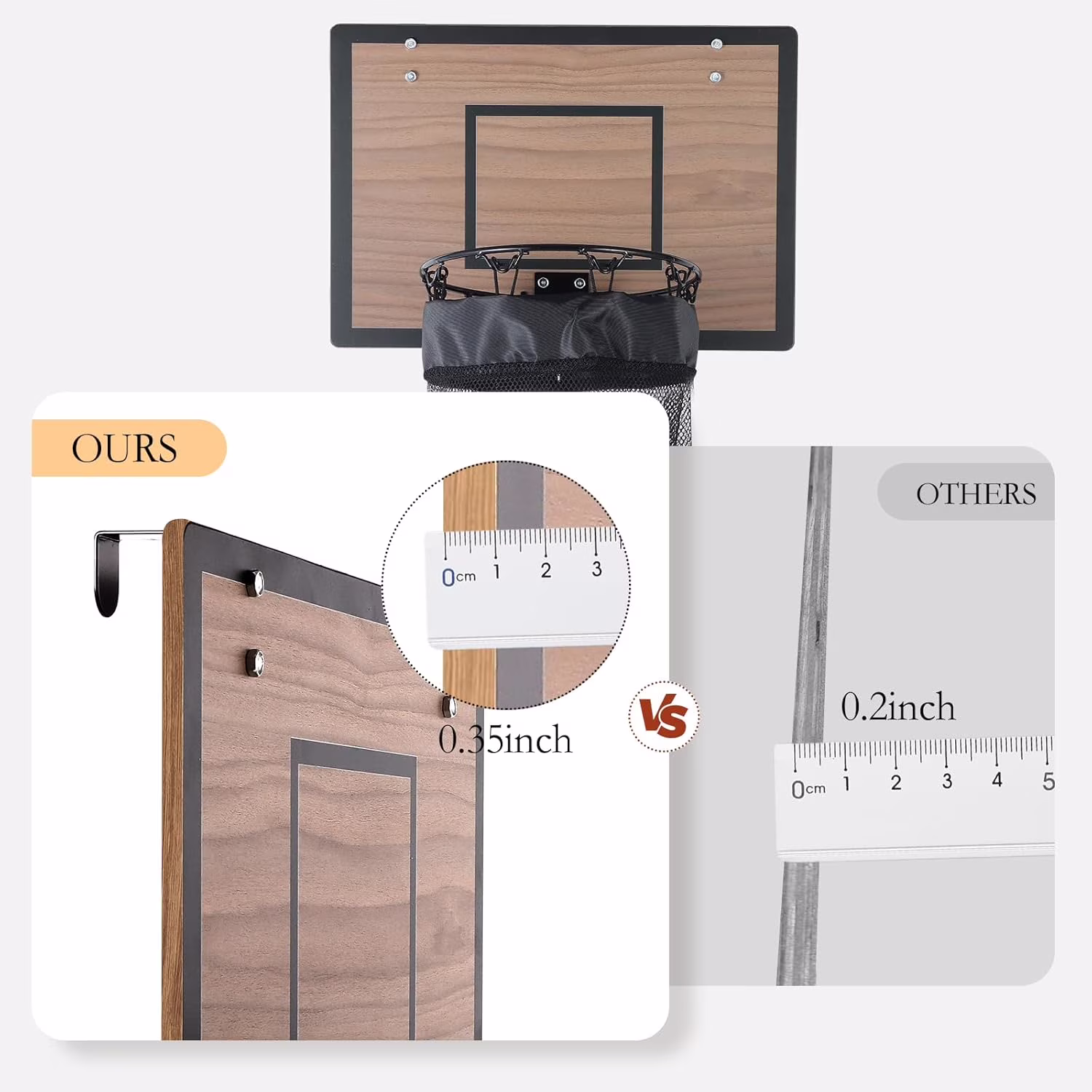 Over the Door Basketball Hoop Laundry Basket ,Wooden Basketball Laundry Hamper with Zipper for Kids Room,Dorm Rooms,Bathroom,Saving Space Storage and Organization