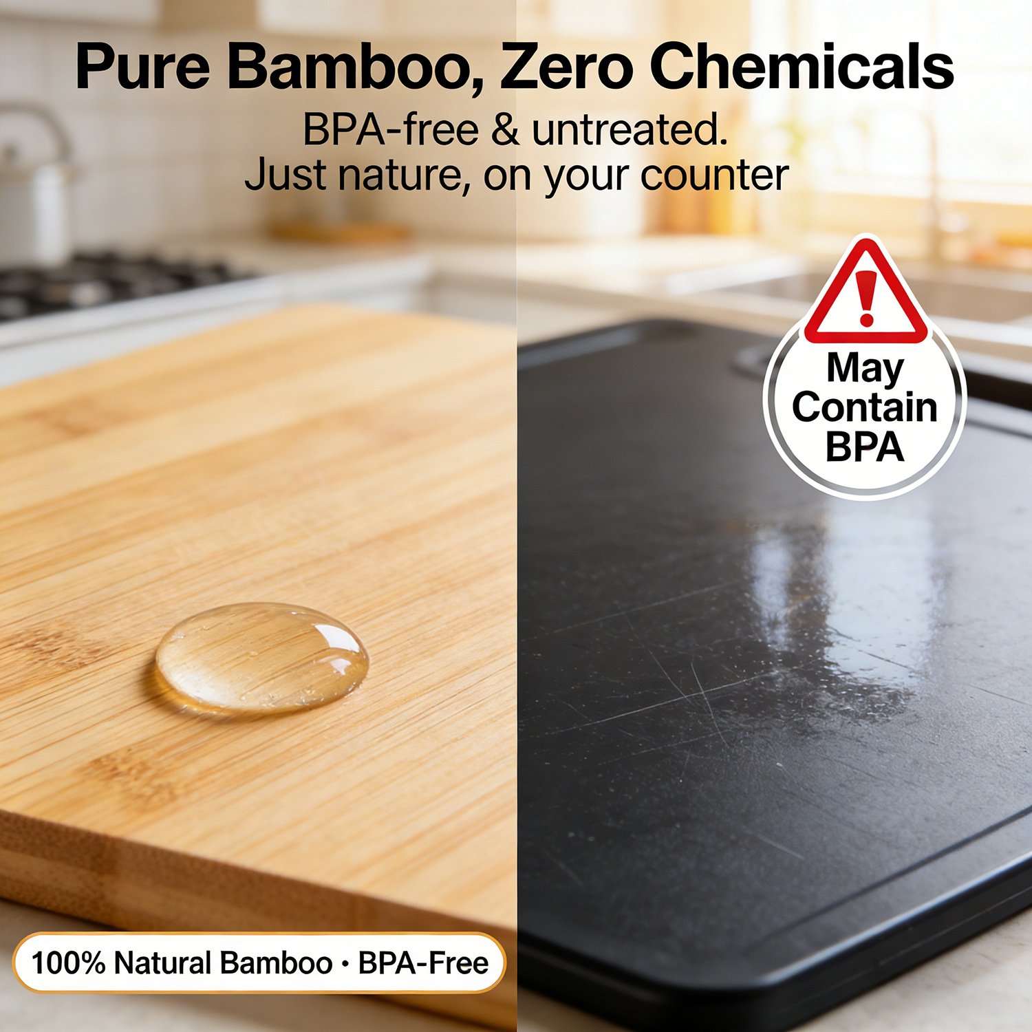 🎋 Bamboo Cutting Board with Stainless Steel Trays – Chop, Slide, Stay Organized