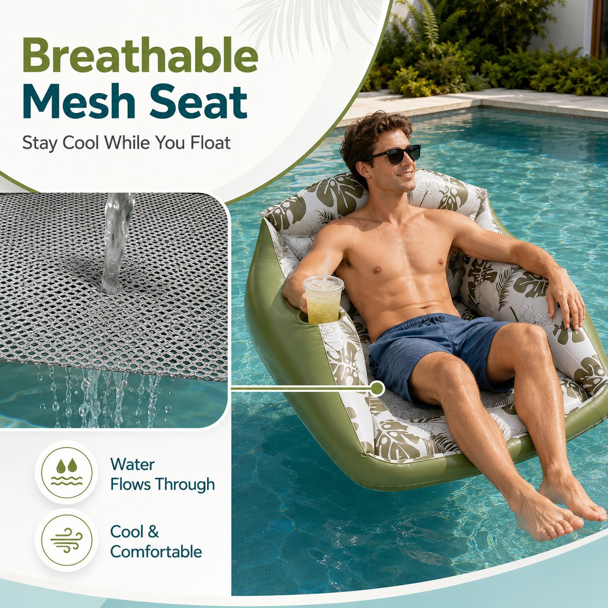 3-in-1 Inflatable Pool Lounge Sofa