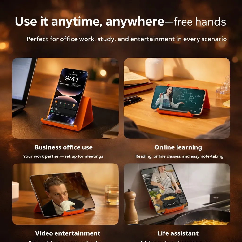 Ergonomic stand for phone, tablet and laptop