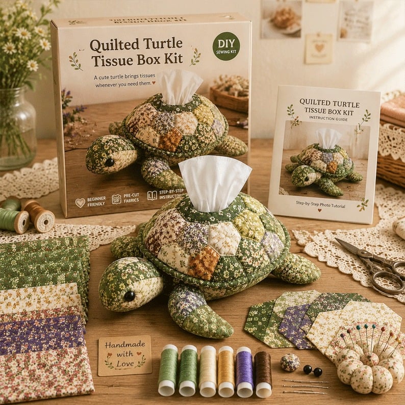Quilted sea Animal Tissue Box DIY Kit