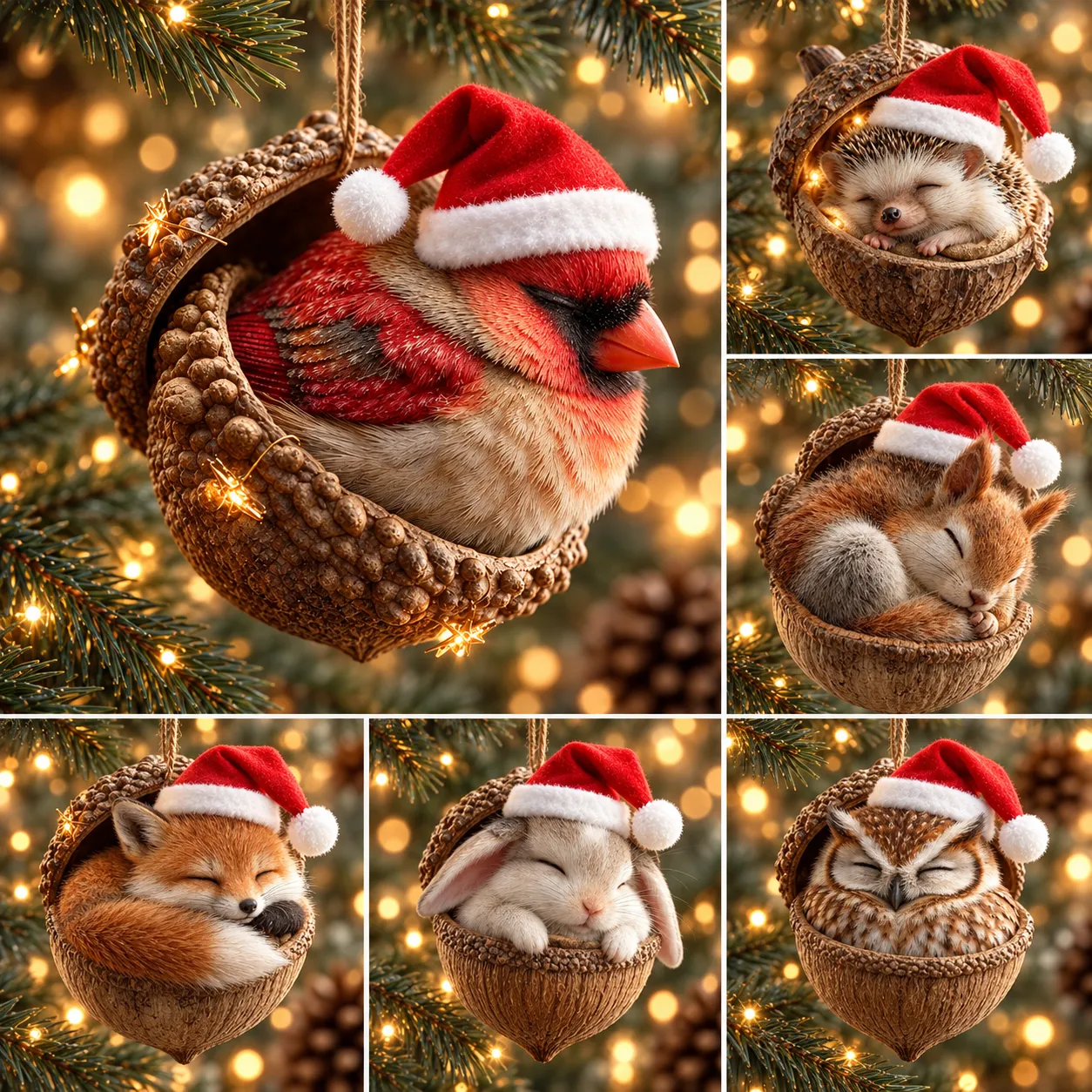🎁❤️Forest animal acorn ornaments – charming forest-themed decorations