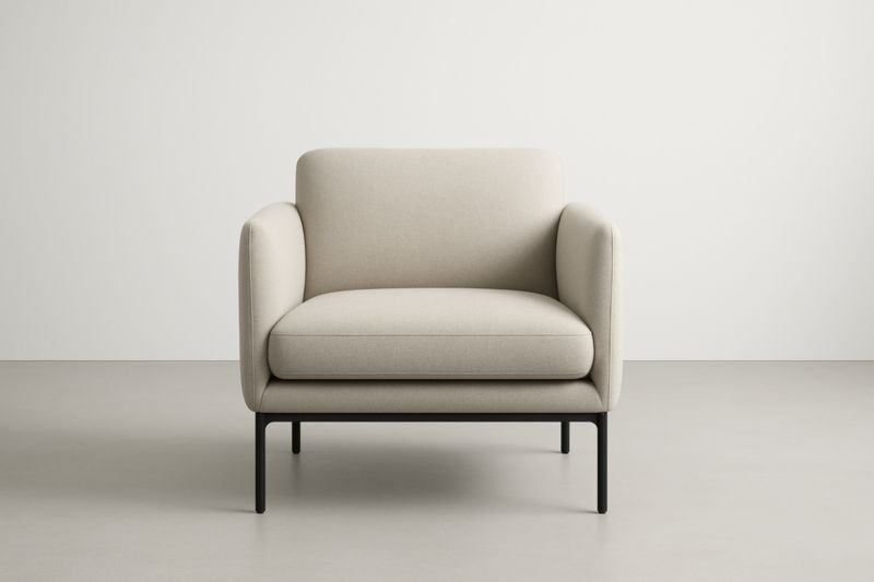 Fauteuil en tissu polyester beige structure acier 85x80x85 cm