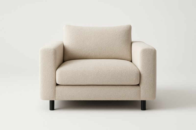 Fauteuil en tissu polyester beige 95x85x75 cm