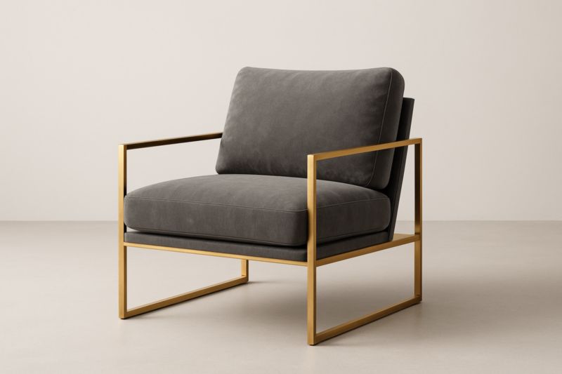 Fauteuil en acier et tissu gris