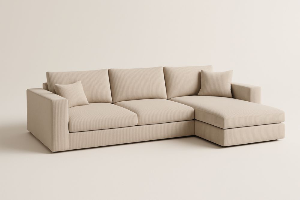 Canapé d'angle en polyester beige 280x160x85 cm(L×l×H)