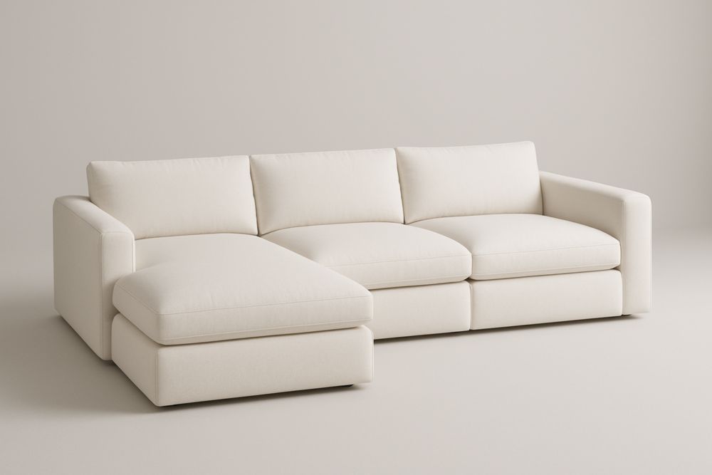 Canapé d'angle en tissu polyester crème 300x200x85 cm(L×l×H)