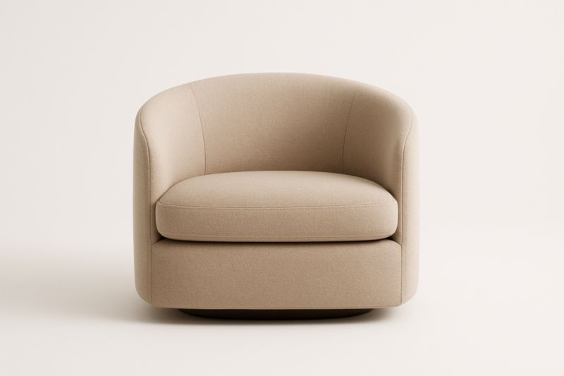Fauteuil en tissu beige pivotant 73cm x 80cm x 78cm