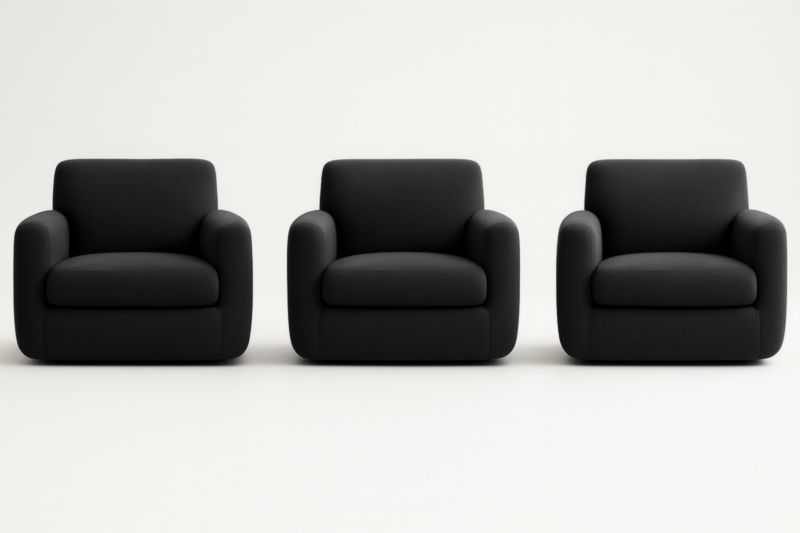Fauteuil en tissu noir ensemble de 3 pièces