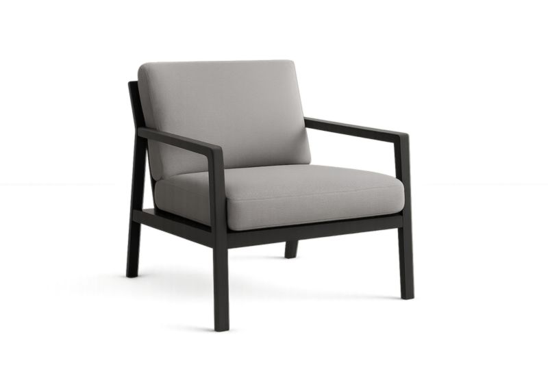 Fauteuil en Aluminium avec Coussin en Polyester Gris