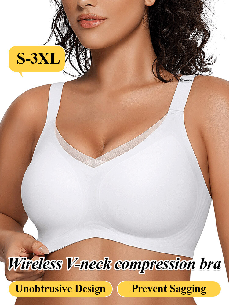Wireless V-Neck Cross Push-Up Bra