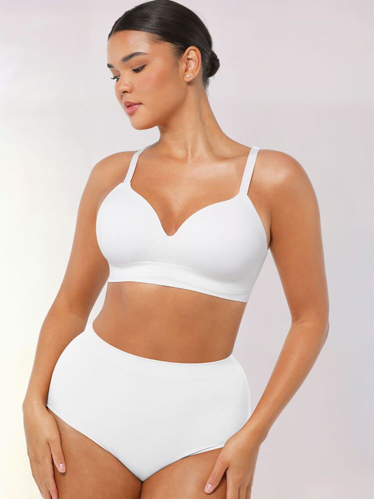 Wireless Minimizer Bra in Crisp White - Sleek Smoothing Effect velvetyou