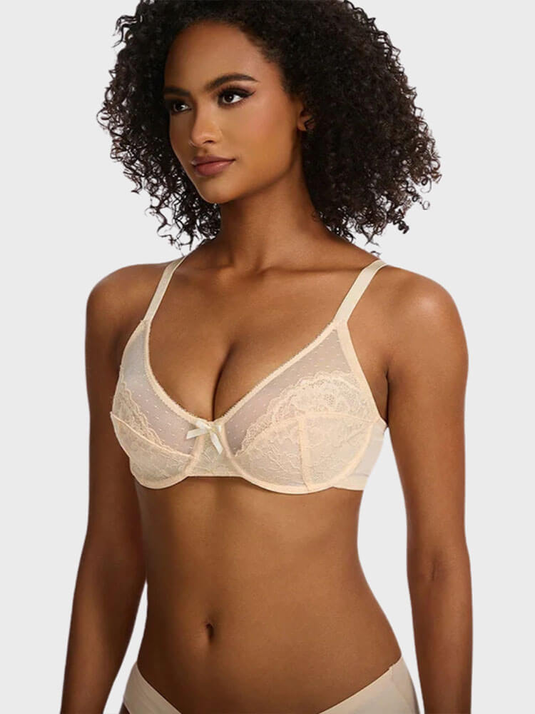 Ultra-Thin Lace Mesh High Support Bra
