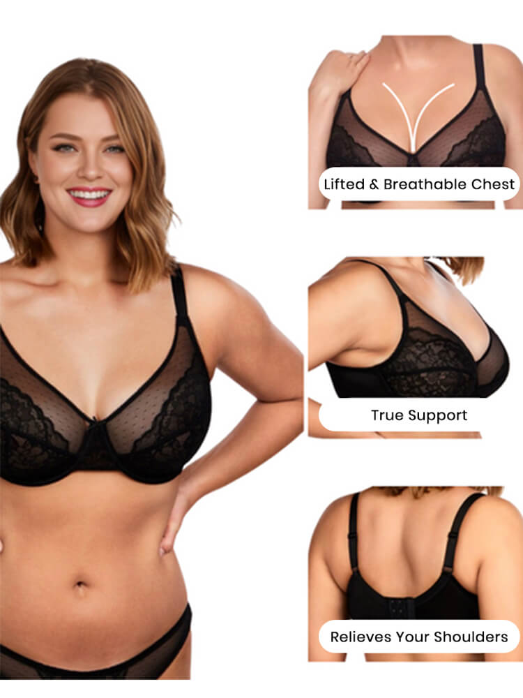 Ultra-Thin Lace Mesh High Support Bra