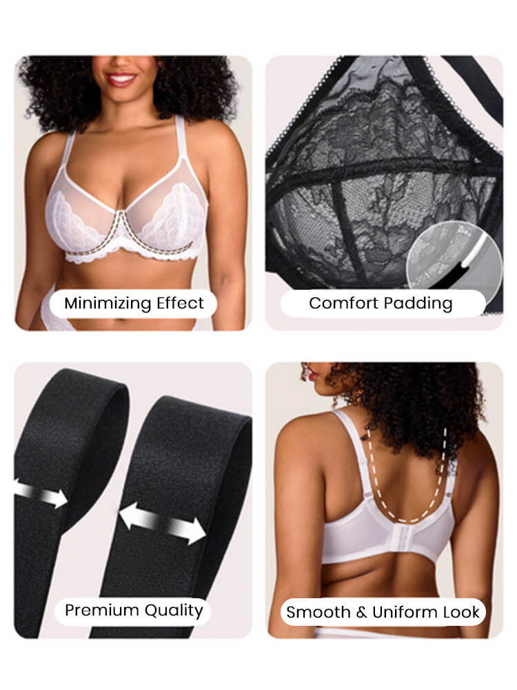 Ultra-Thin Lace Mesh High Support Bra