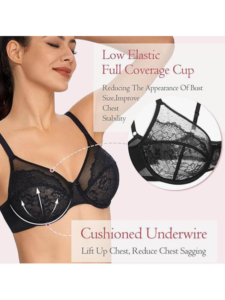 Ultra-Thin Lace Mesh High Support Bra