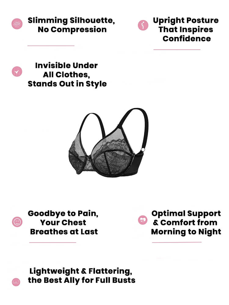 Ultra-Thin Lace Mesh High Support Bra