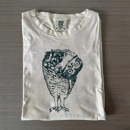 Linocut Owl Shirt, Dark Academia T-shirt