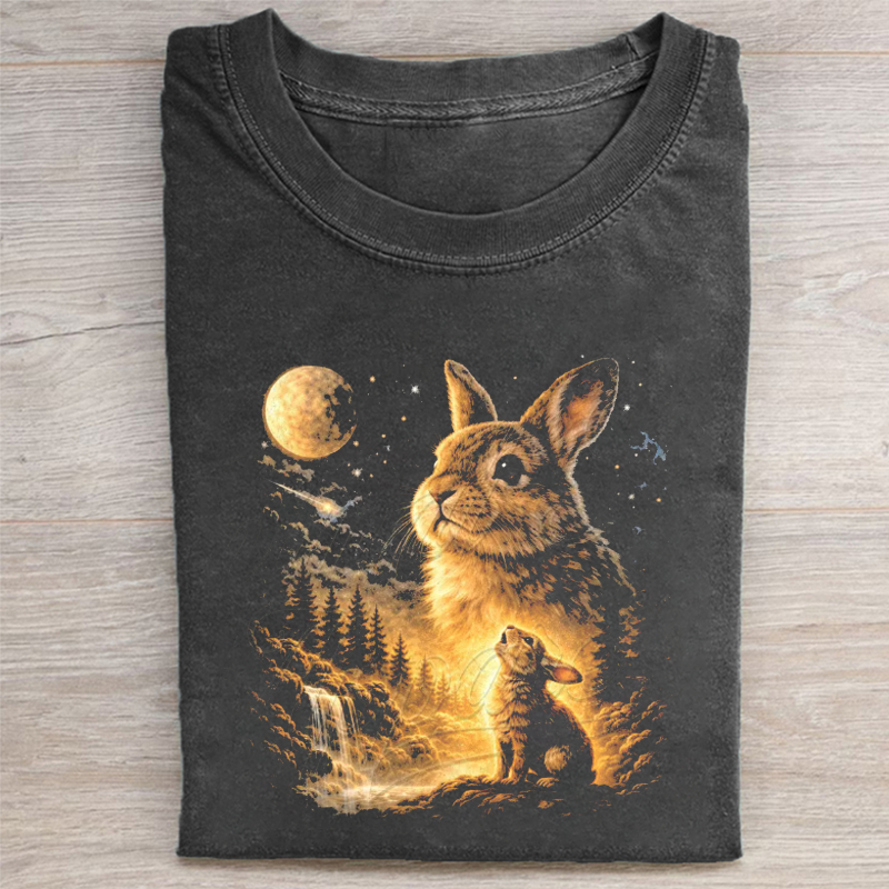 Bunny Howling to the Moon Vintage T-shirt