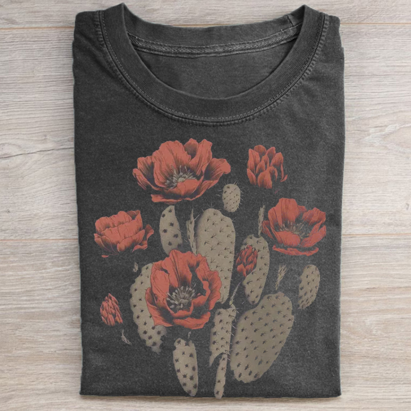 Boho Desert Graphic Cactus Flower T-shirt