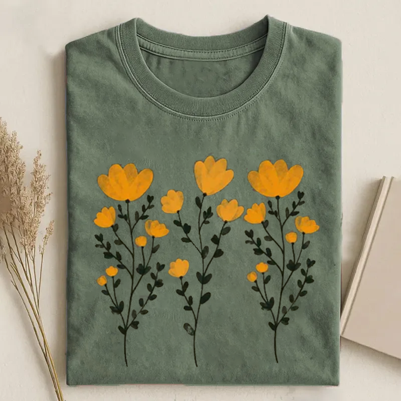 Yellow Floral Bella Canvas T-shirt