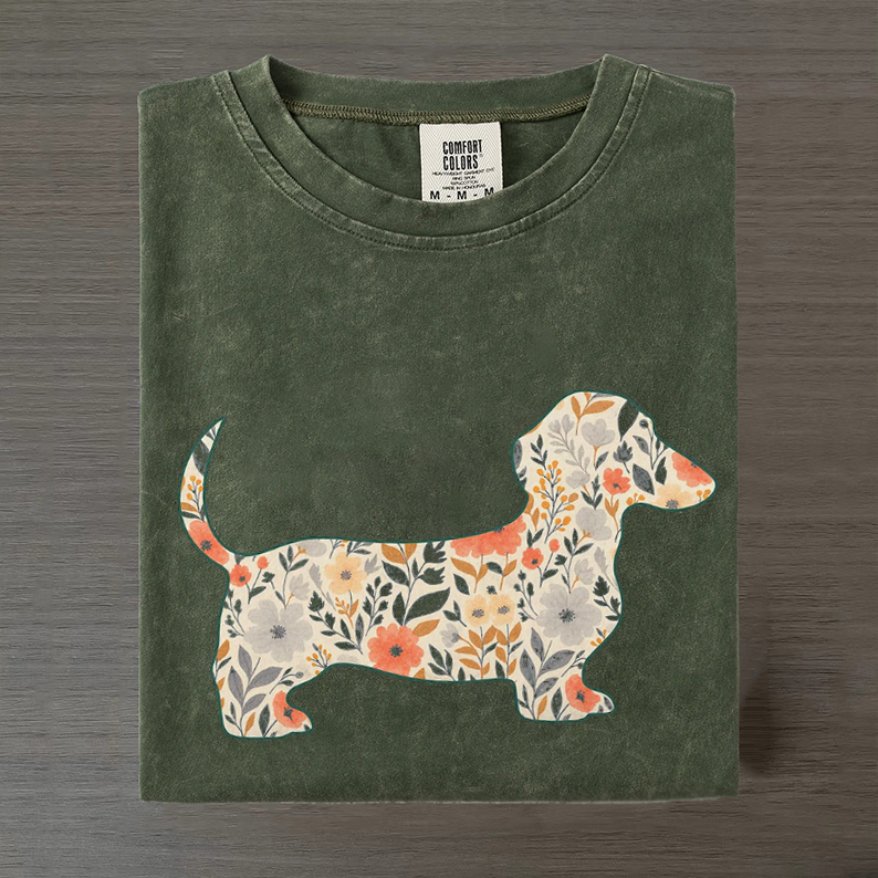 Floral Dachshund Shirt T-shirt