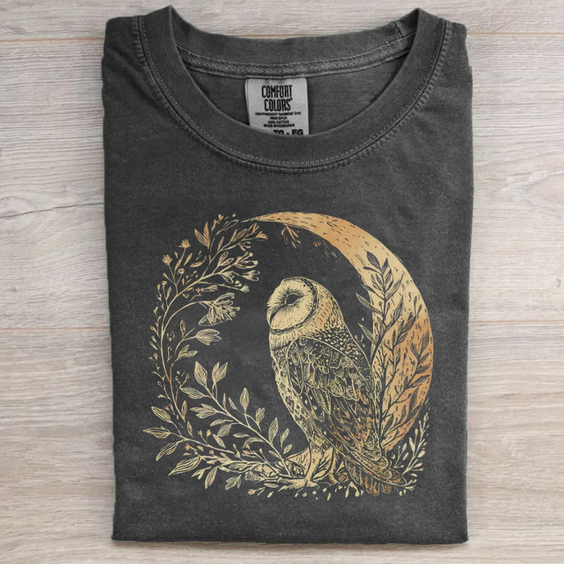 Celestial Cottagecore Barn Owl Moon T-shirt