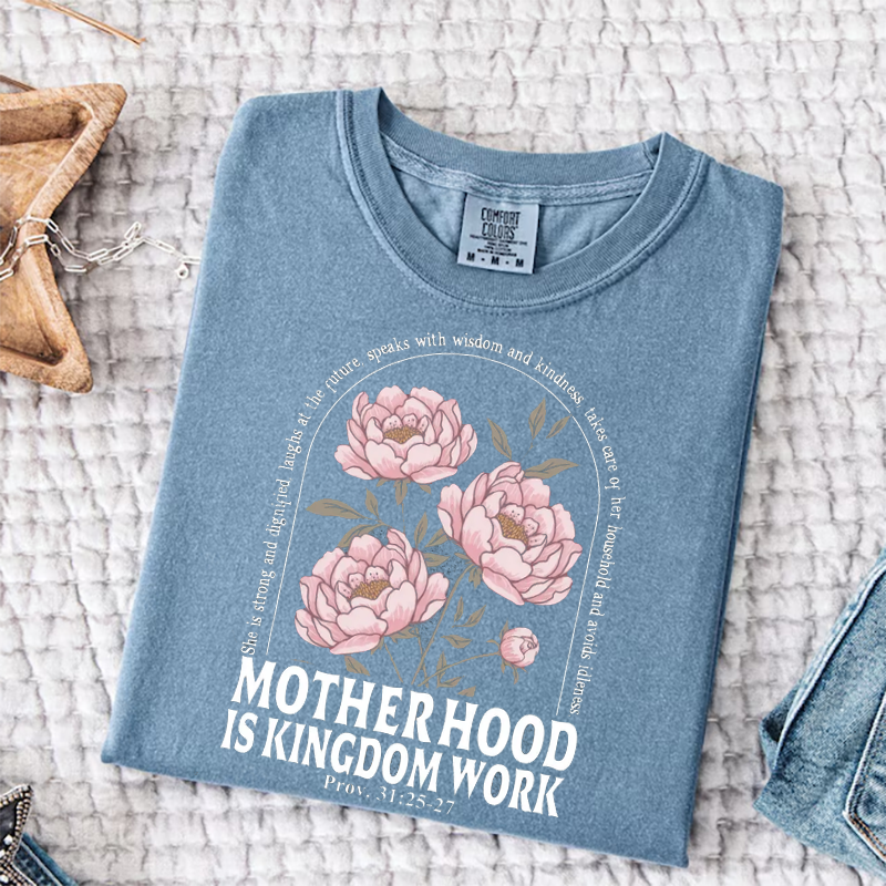 Retro Motherhood Is Kingdom Work T-shirt