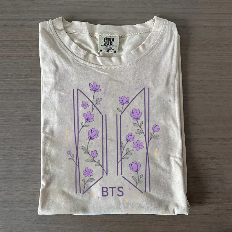 Kpop Purple Flower T-shirt